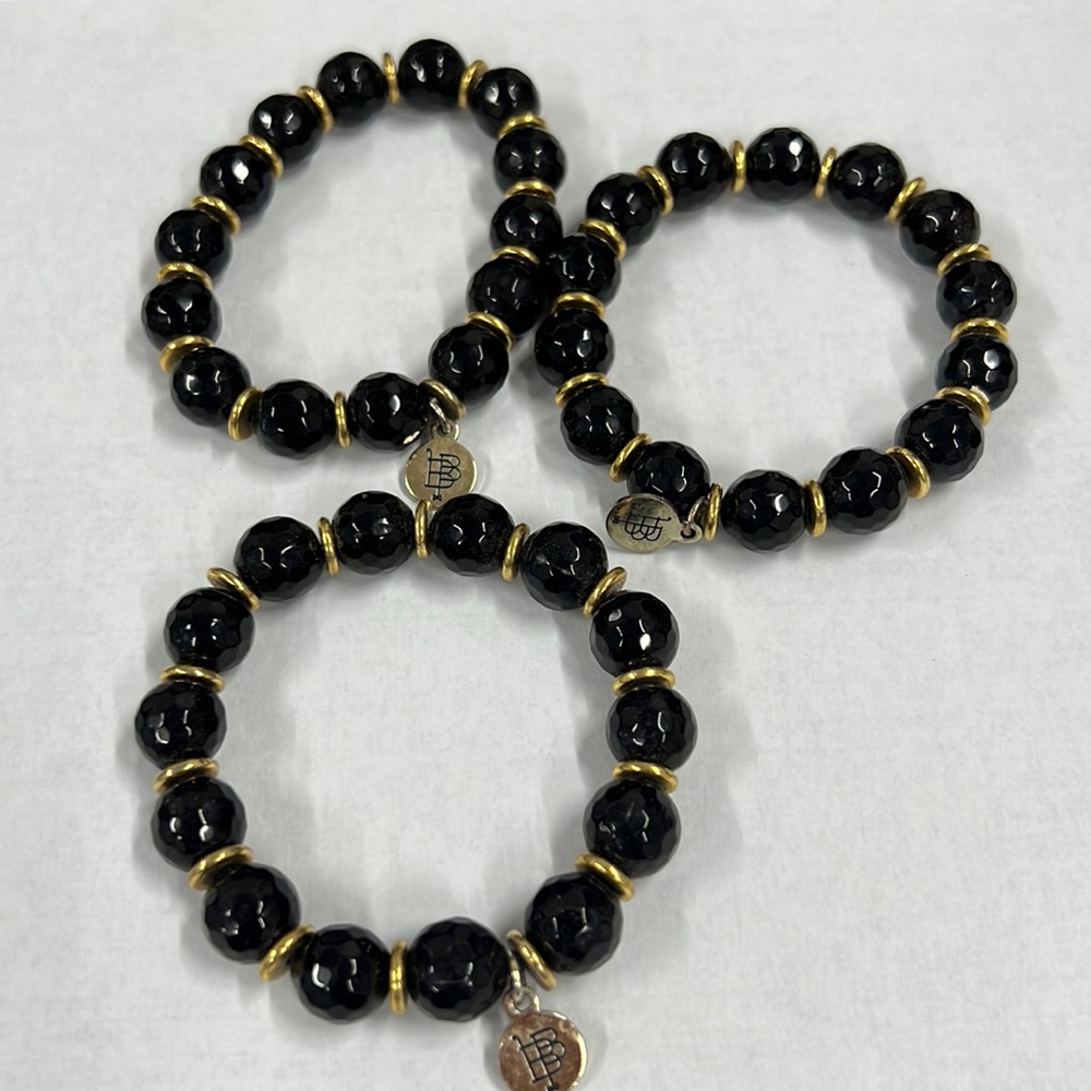 Three Bourbon and Bow ties black and gold bracelets
